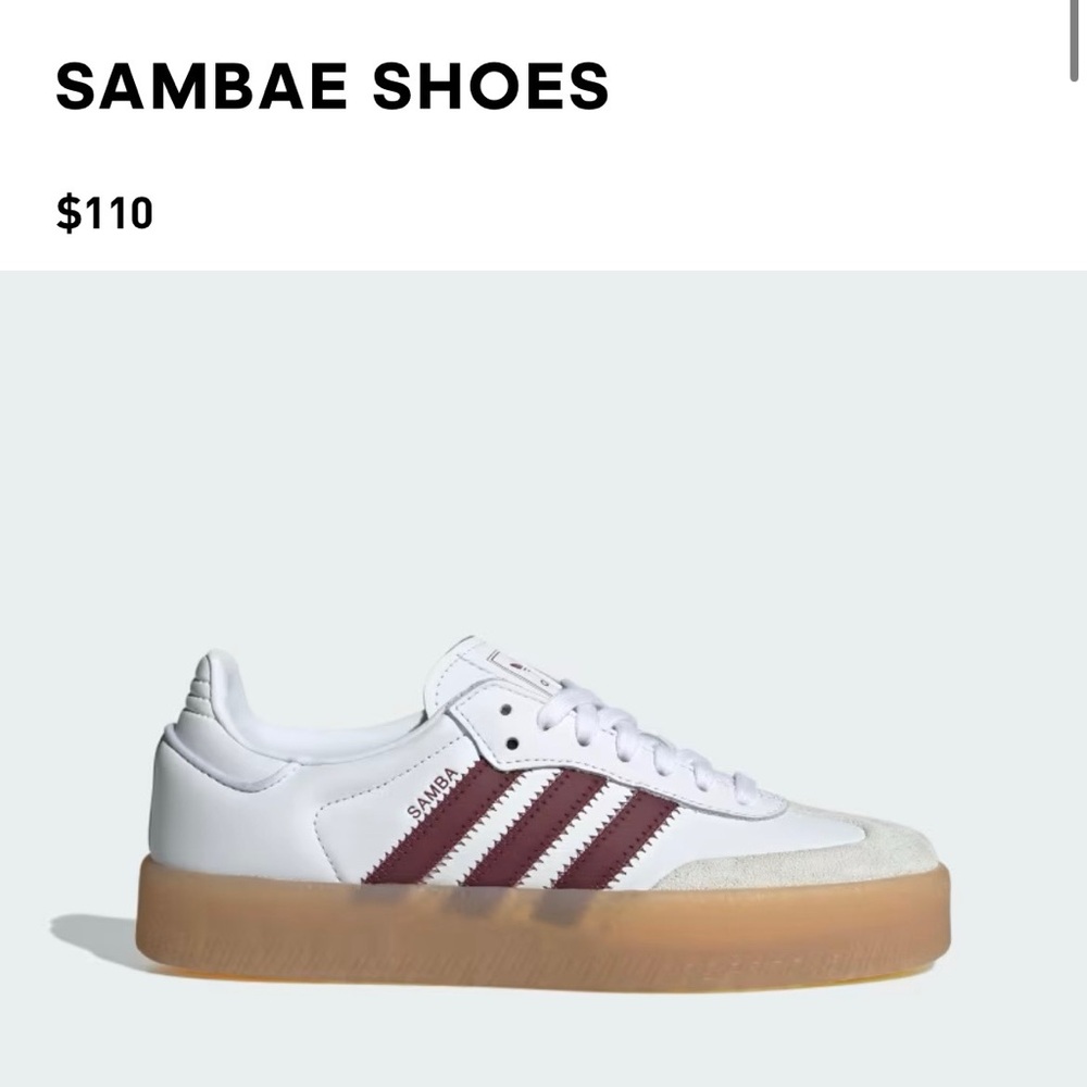 Adidas Samba White and Burgundy Sneakers - Picture 3 of 6